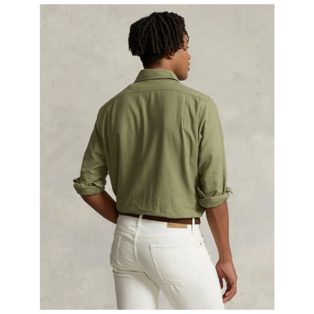 Polo Ralph Lauren Geborsteld katoenen werkkleding overhemd Green Heren