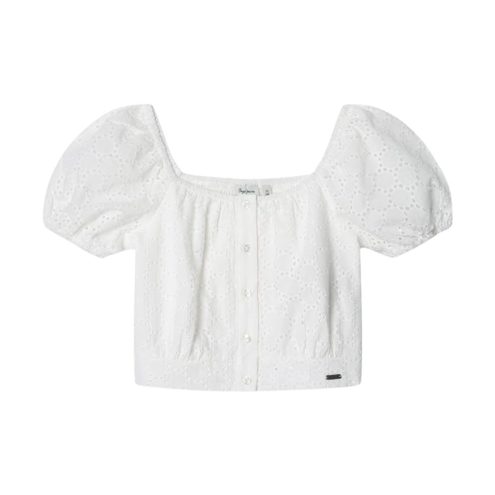 Pepe Jeans Girls White Kids Blouses, 12 Y, Charlotte Top