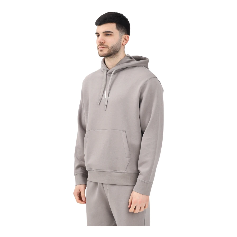 Armani Exchange Grijze Hoodie Sweater Minimalistische Stijl Brown Heren
