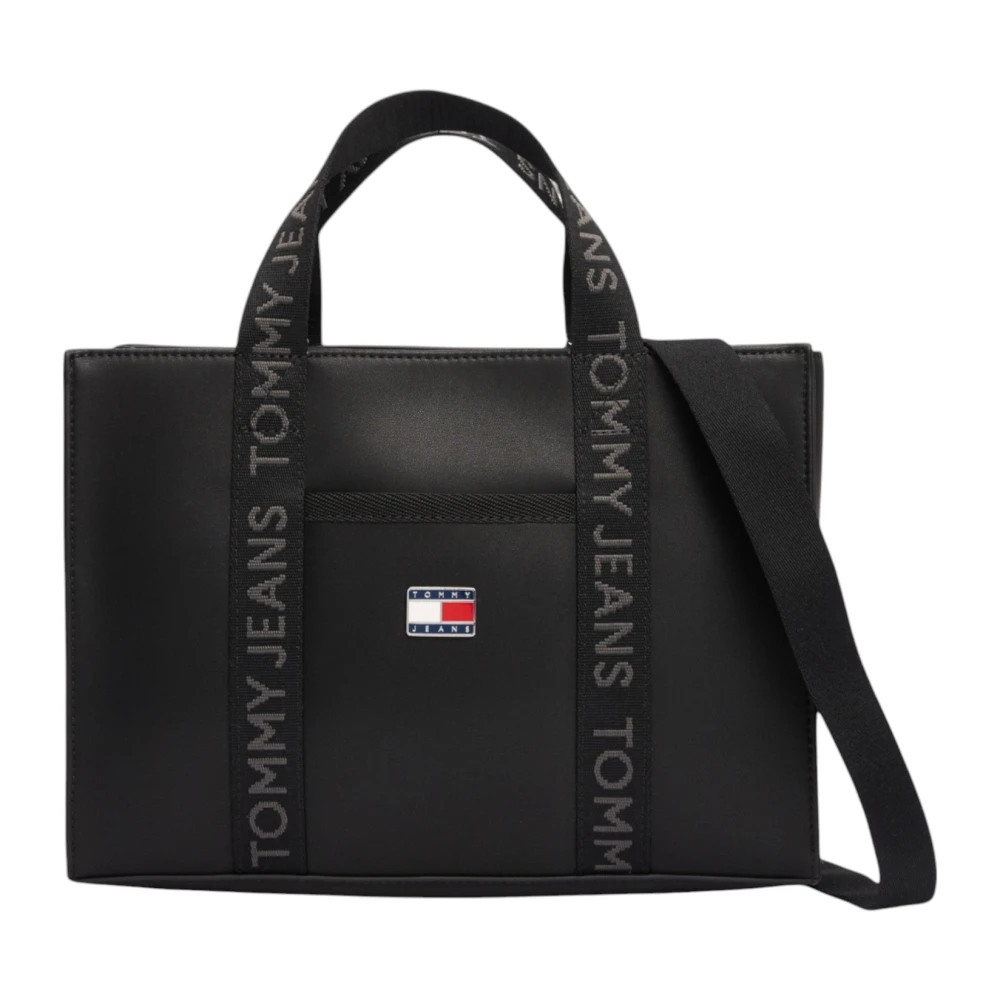 Tommy Jeans Middelgrote tassen Lente Zomer Polyurethaan Black Dames