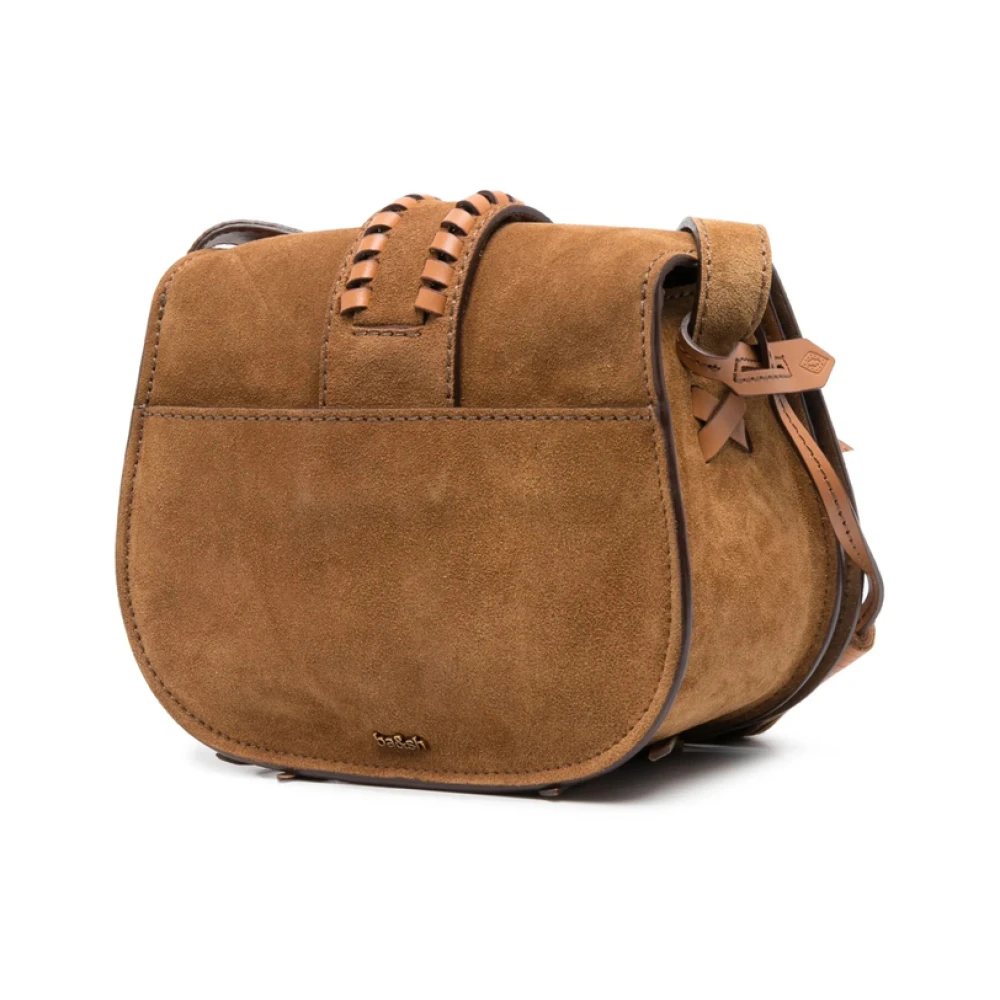 BA&SH Karamelbruine Leren Schoudertas Brown Dames
