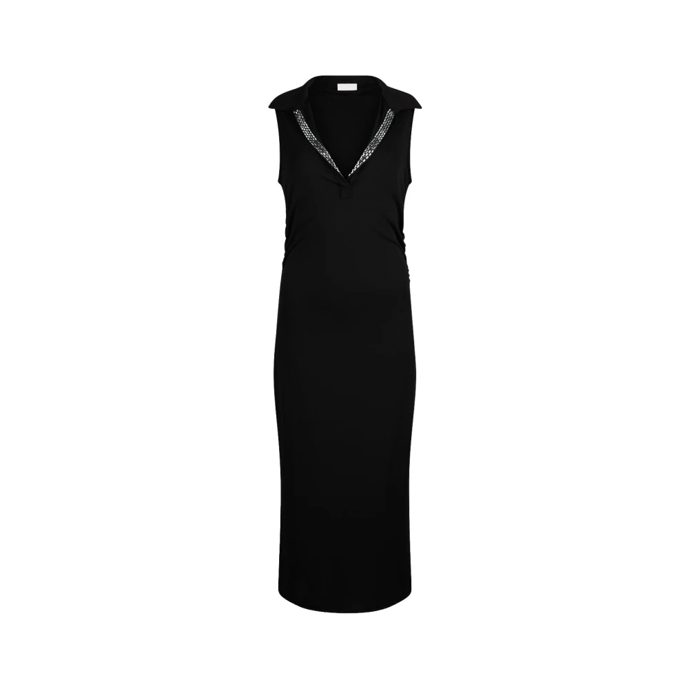 Liu Jo Women's Black Abito Midi Con Strass, Midi Dresses, L, Dresses