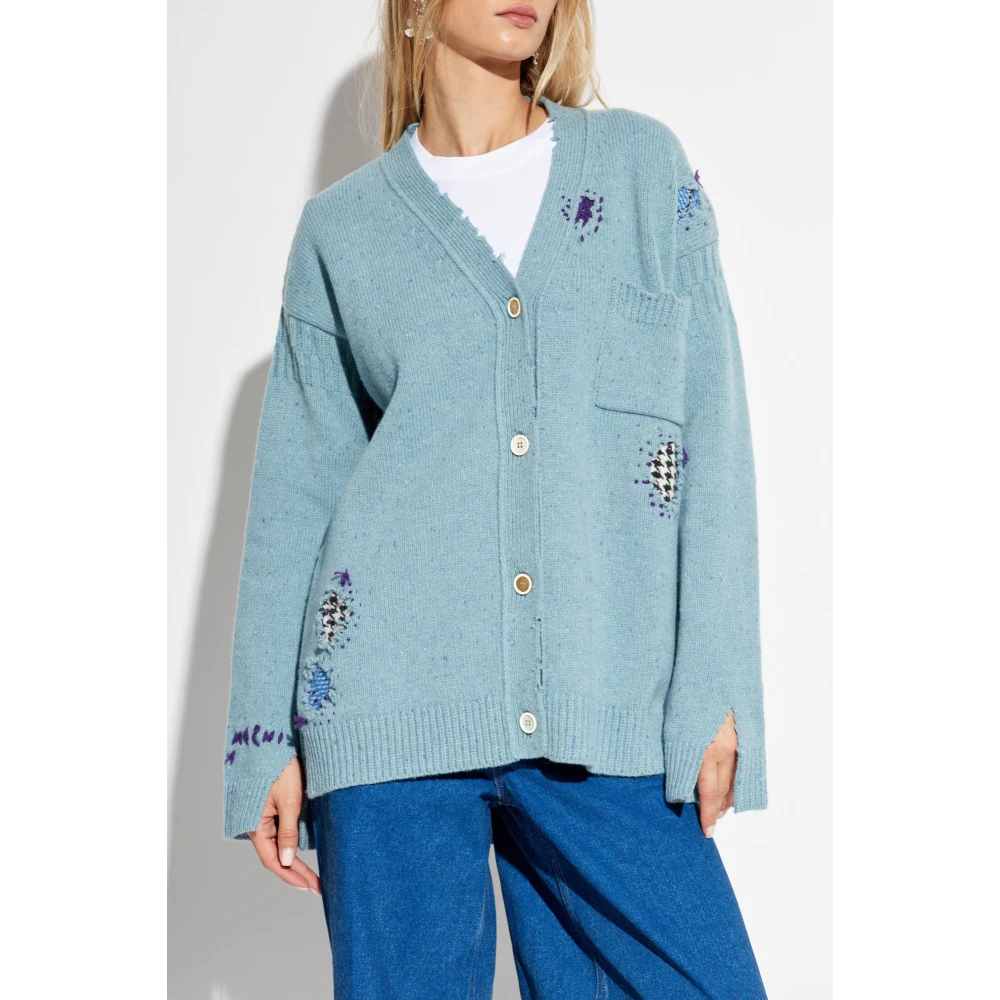 Marni Vintage Effect Cardigan Blue Dames