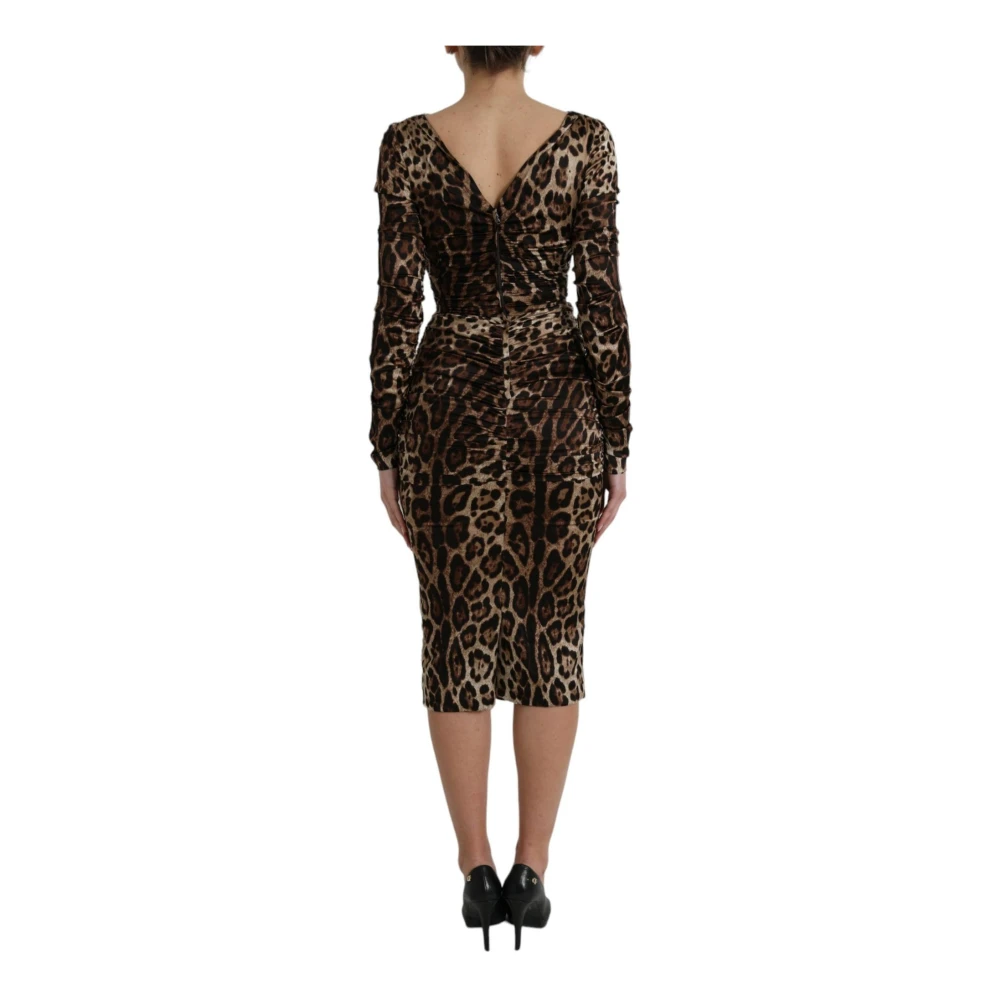 Dolce & Gabbana Luipaardprint Wikkel Midi Jurk Brown Dames