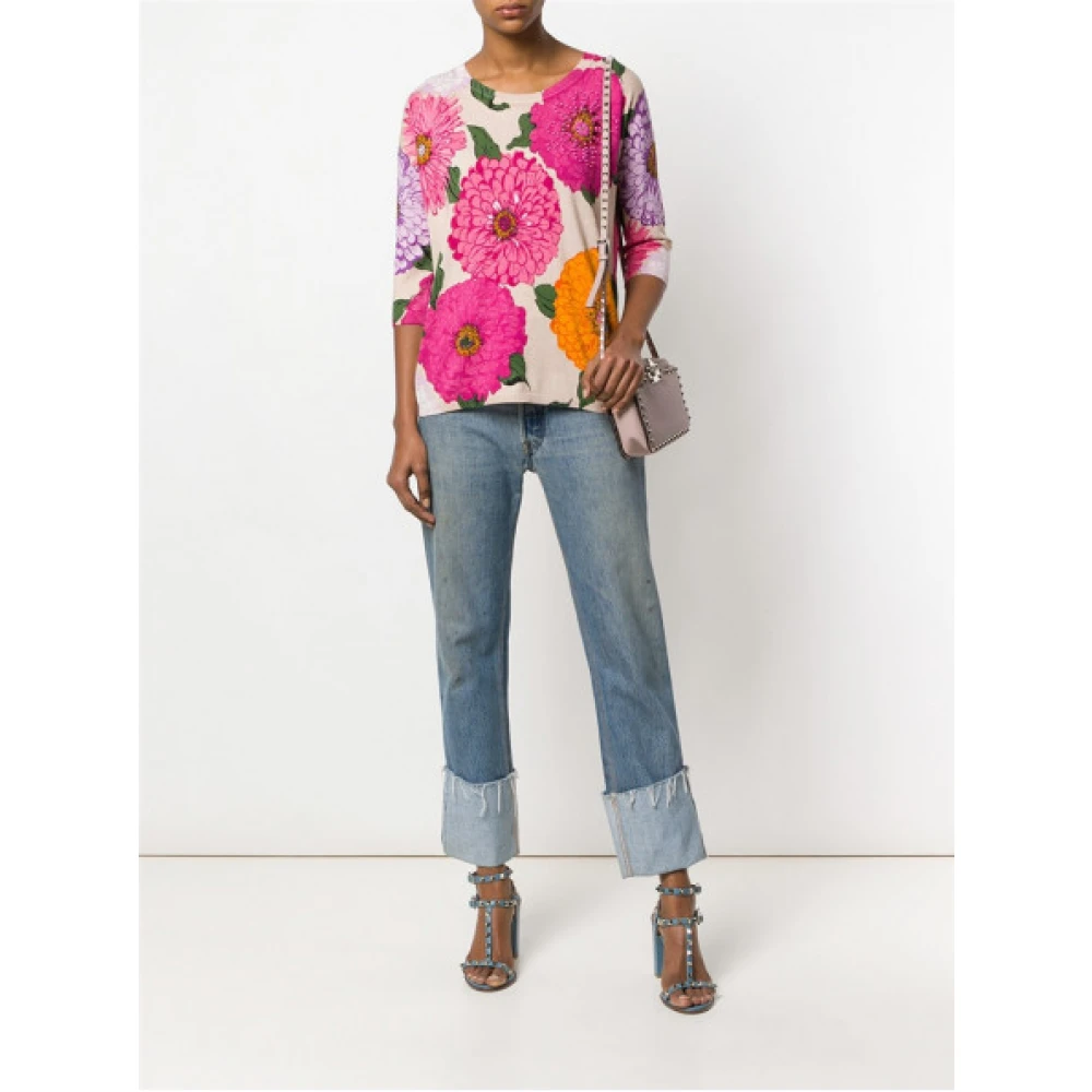 Twinset Bloemen gebreide trui met 3 4 mouwen Multicolor Dames