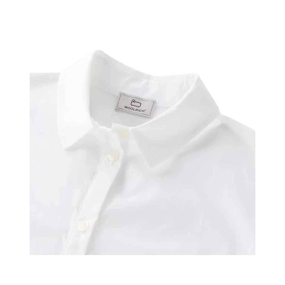 Woolrich Witte Katoenen Popeline Jurk met Kraag White Dames