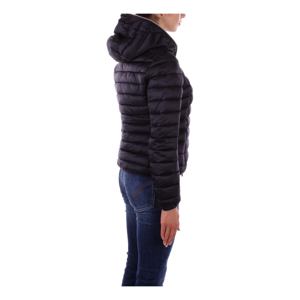 Save The Duck Zwarte Hoodie met zijlogo rits Black Dames