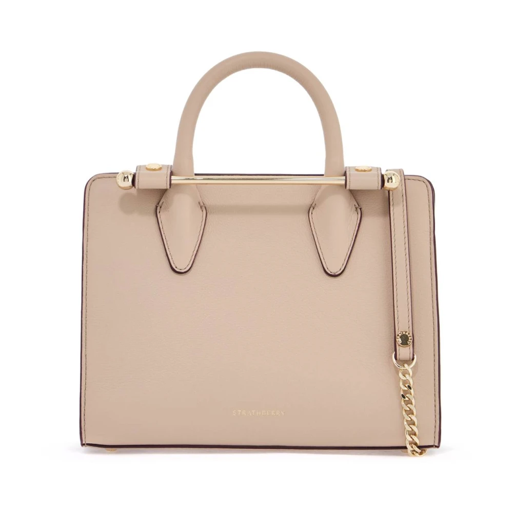 Strathberry Elegante Kalfsleren Handtas met Magneetsluiting Beige Dames