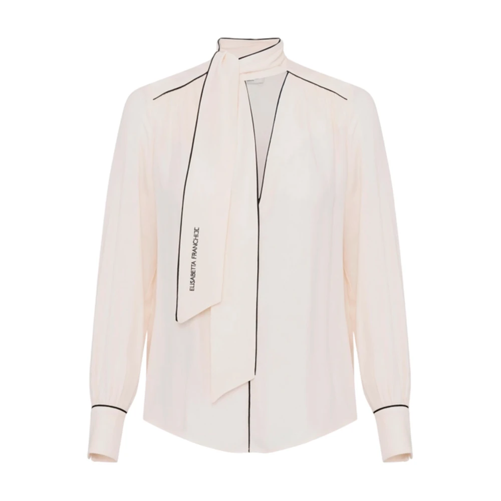 Elisabetta Franchi Elegante Georgette Casual Shirt Beige Dames