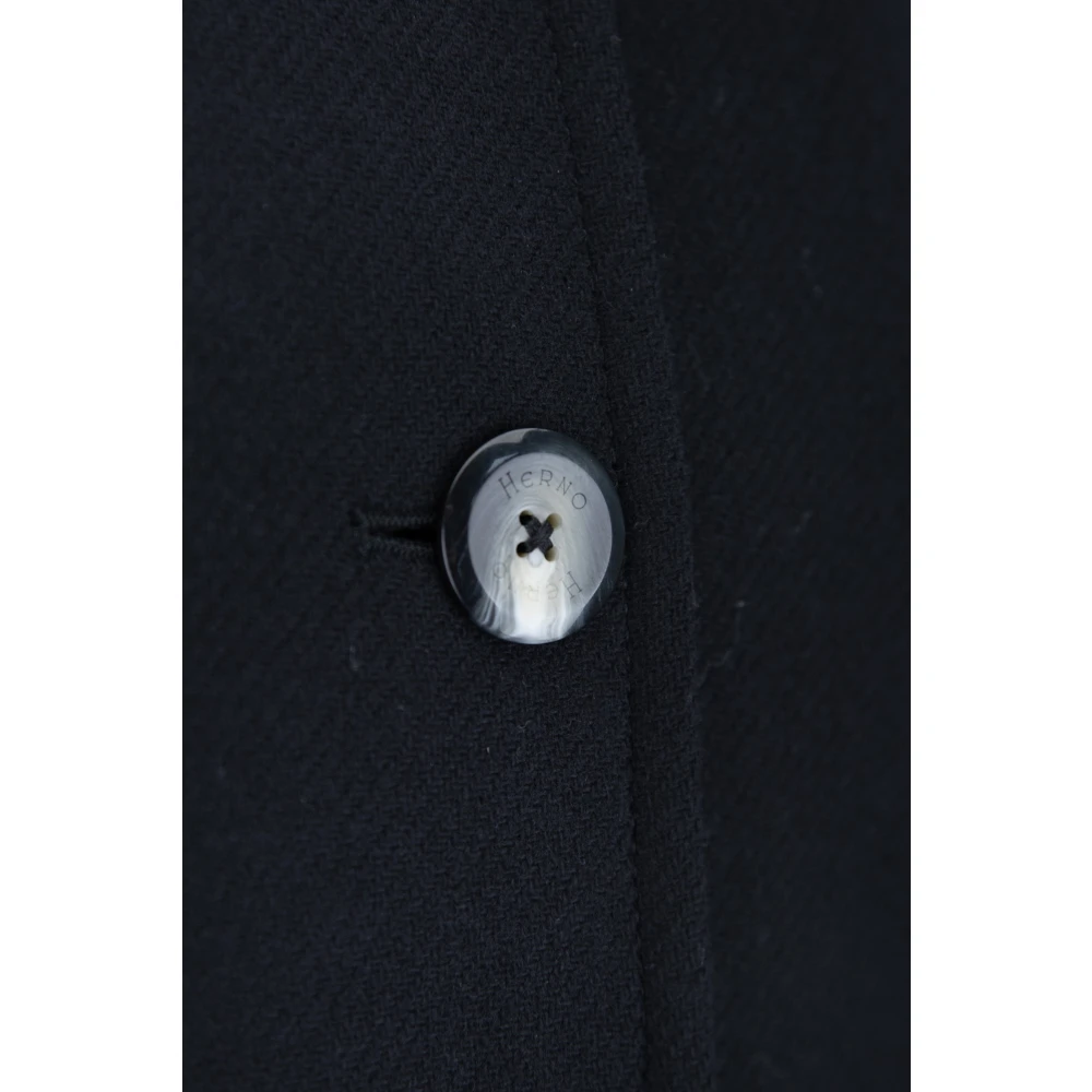 Herno Wollen Blend Knopenjas Blue Dames