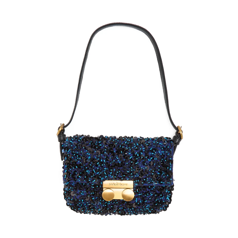 Maliparmi Handgeborduurde Tweed Schoudertas Blue Dames