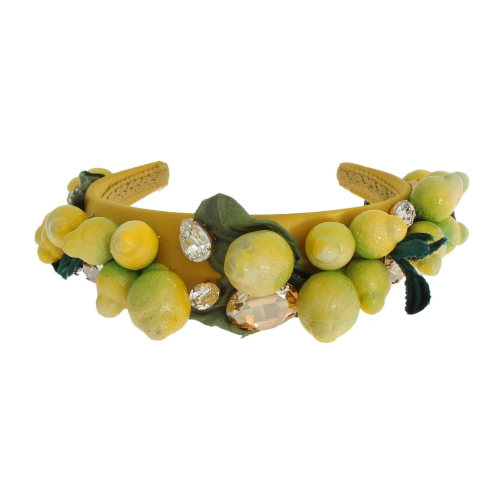 Dolce & Gabbana Vrouw Geel Accessoires Dames, One Size, Lemons Sicily Kristallen Haarband