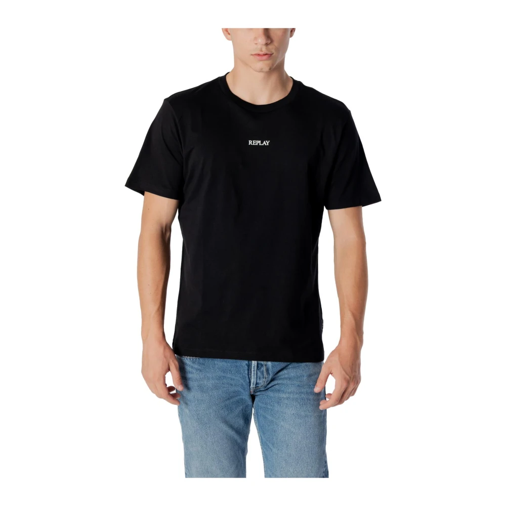 Replay Men's Black Cotton T-Shirt, Round Neck, Short Sleeve Extra Large