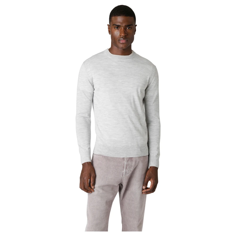 Eleventy Merino Zijden Ronde Hals Sweater Gray Heren
