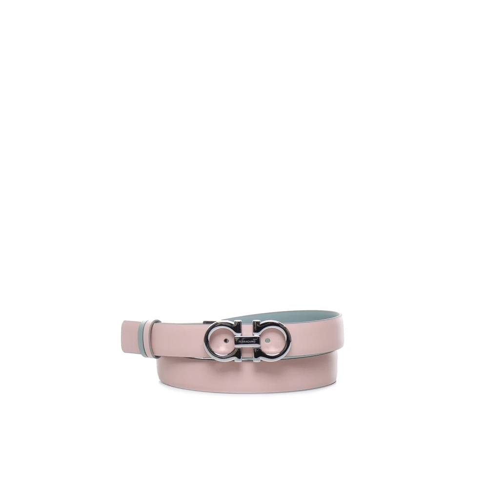 Salvatore Ferragamo Women's Pink Accessories, Female,, Italian Leather Belt With Gancini Buckle Medium