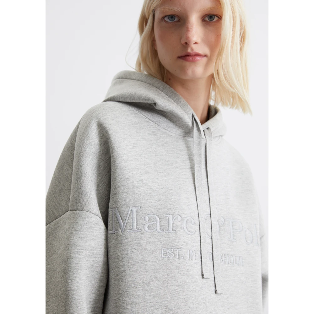 Marc O'Polo Scuba logo hoodie relaxed Gray Dames