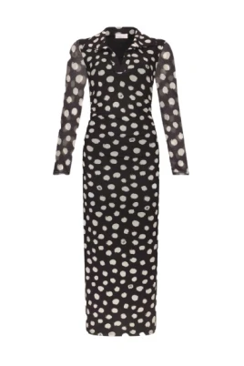 Polka Dot Lång Jersey Klänning
