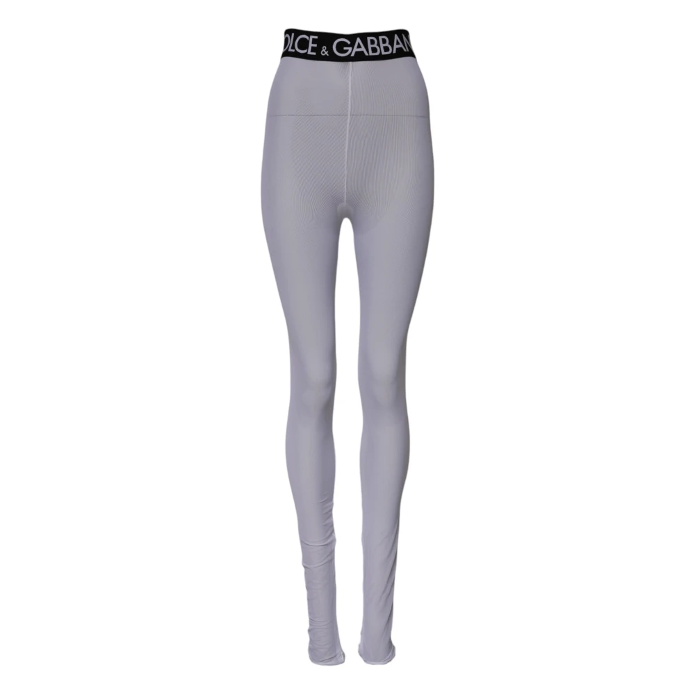 Dolce & Gabbana Women's Gray Dg Logo Leggings Trousers - Leggings - S - Trousers