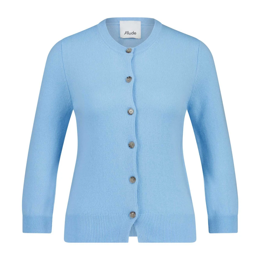 allude Kasjmier Vest Knoopsluiting Ronde Hals Blue Dames