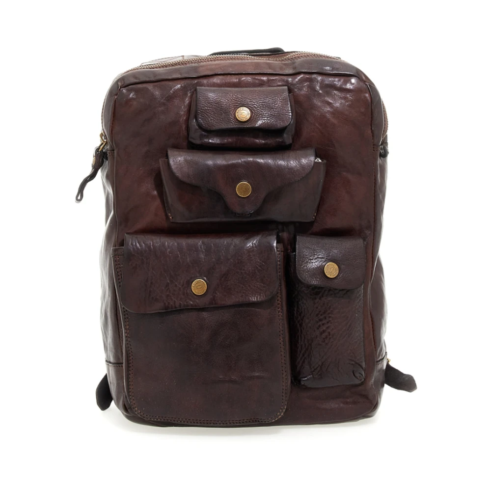 Campomaggi Men's Brown Multi-Pocket Leather Backpack - Backpacks - One Size - Bags