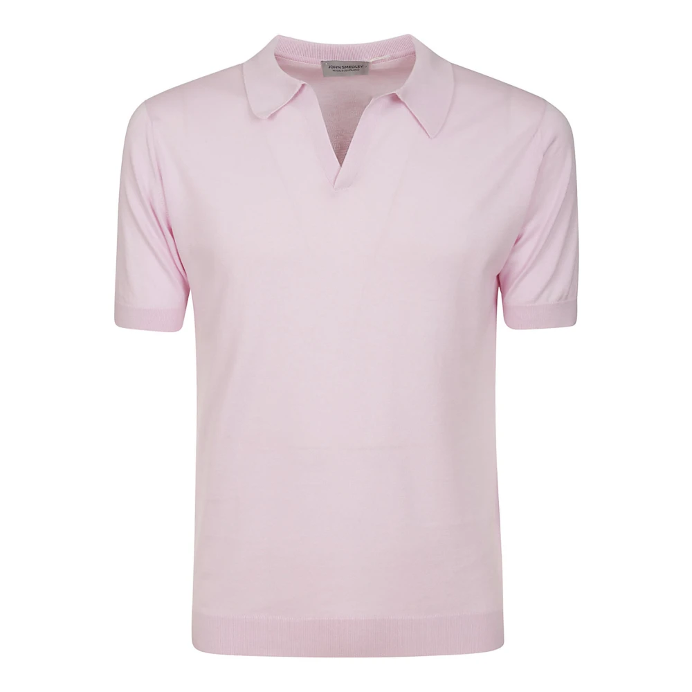 John Smedley Roze Katoenen Polo Shirt V-Hals Pink Heren