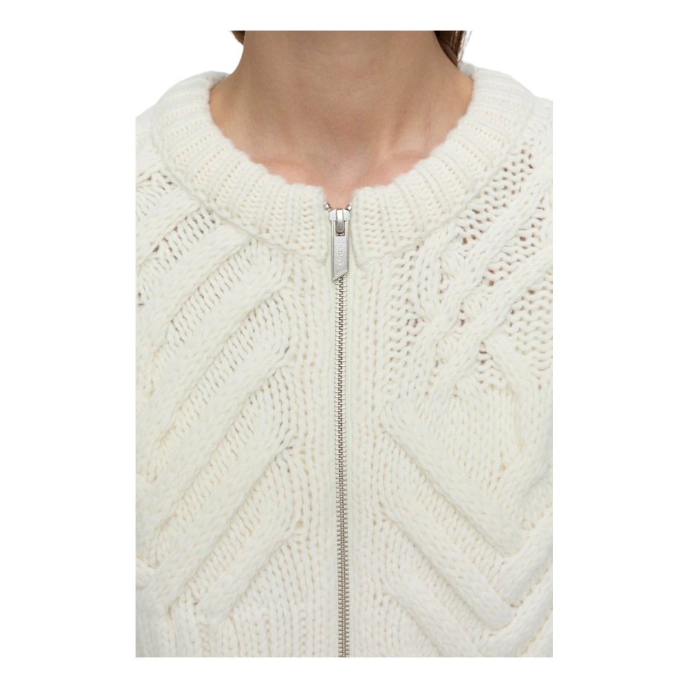 closed Offwhite Kabel Gebreide Vest White Dames