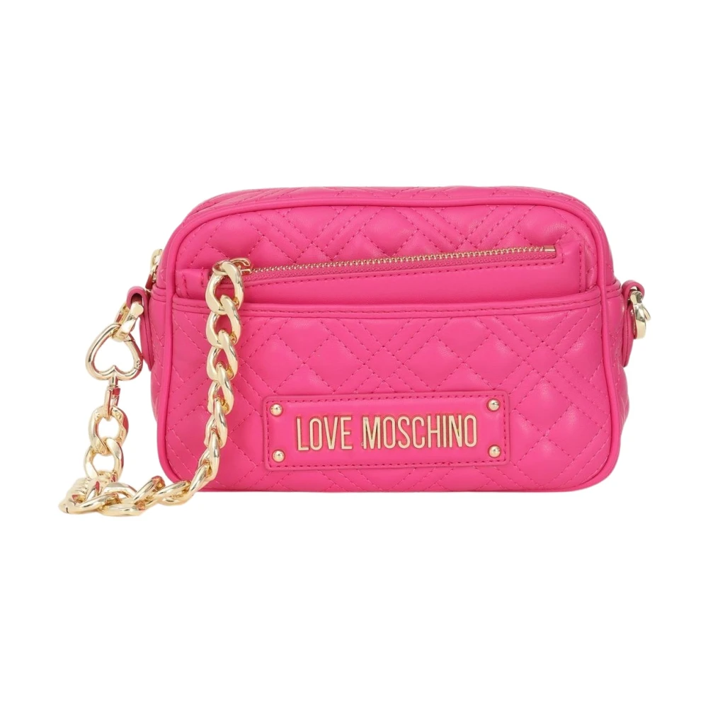 Love Moschino Quiltad PU Cross Body Väska Pink, Dam