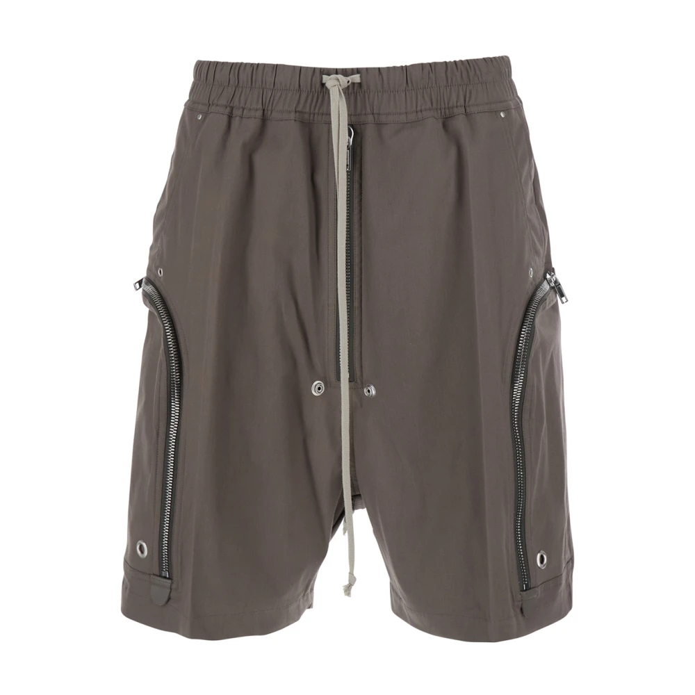 Rick Owens Grijze Elastische Taille Trekkoord Shorts Katoen Gray Heren