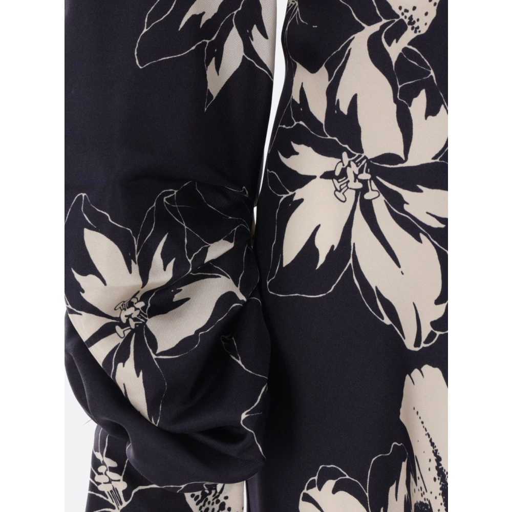 Raquel Diniz Blauwe Bloemen Lange Zijden Jurk Blue Dames