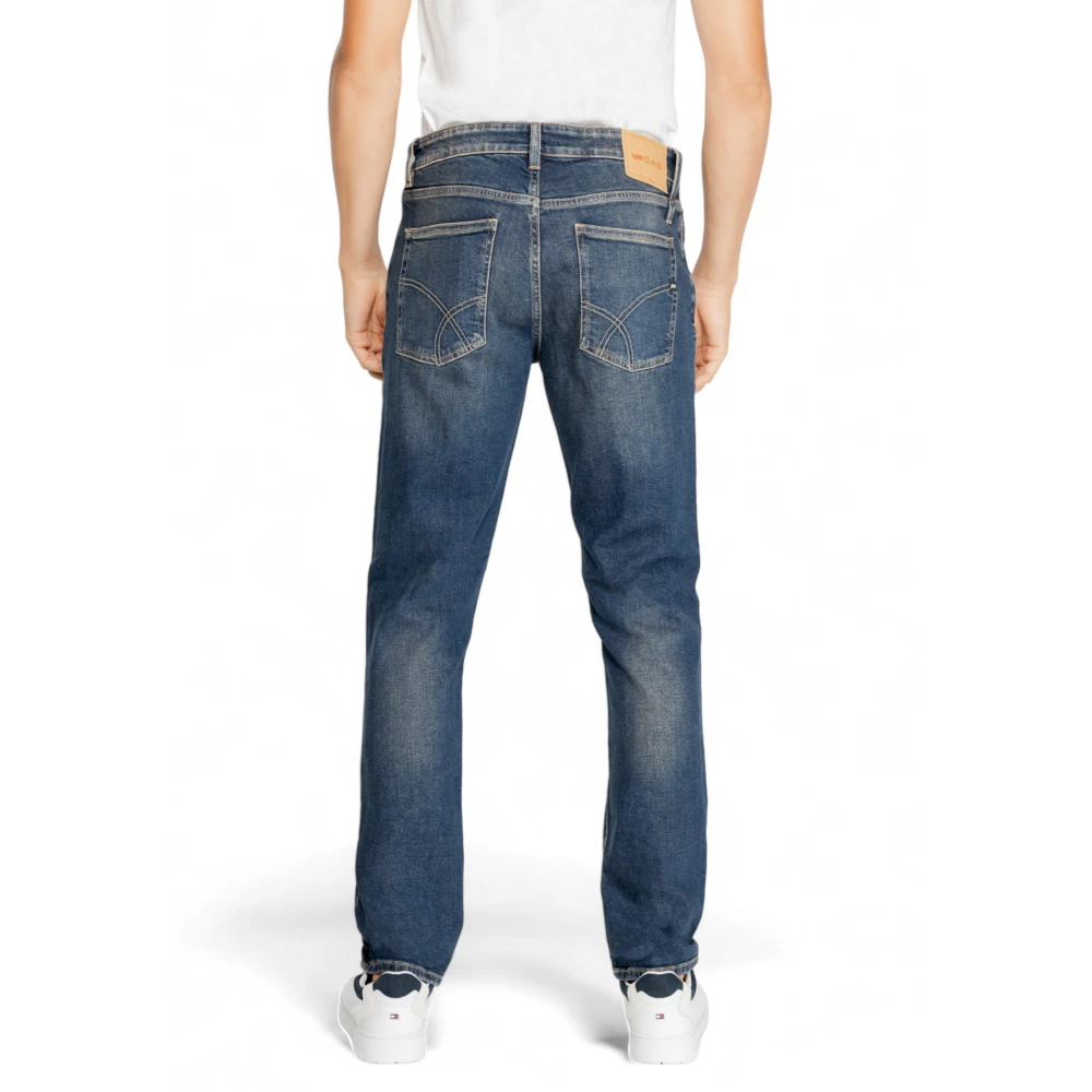 GAS Blauwe Effen Heren Jeans Rits Knoop Blue Heren