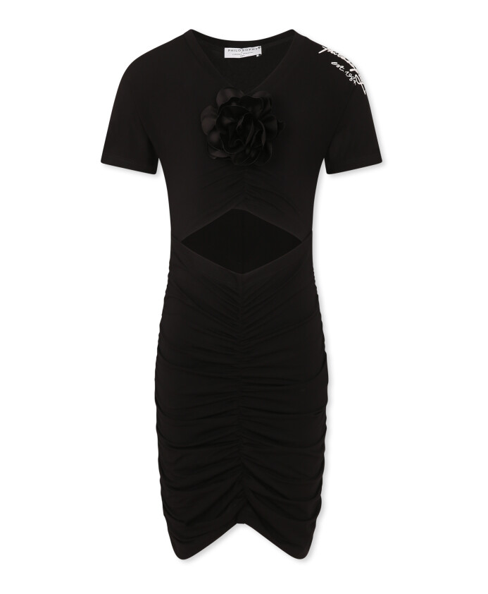 black-v-neck-elegant-dress