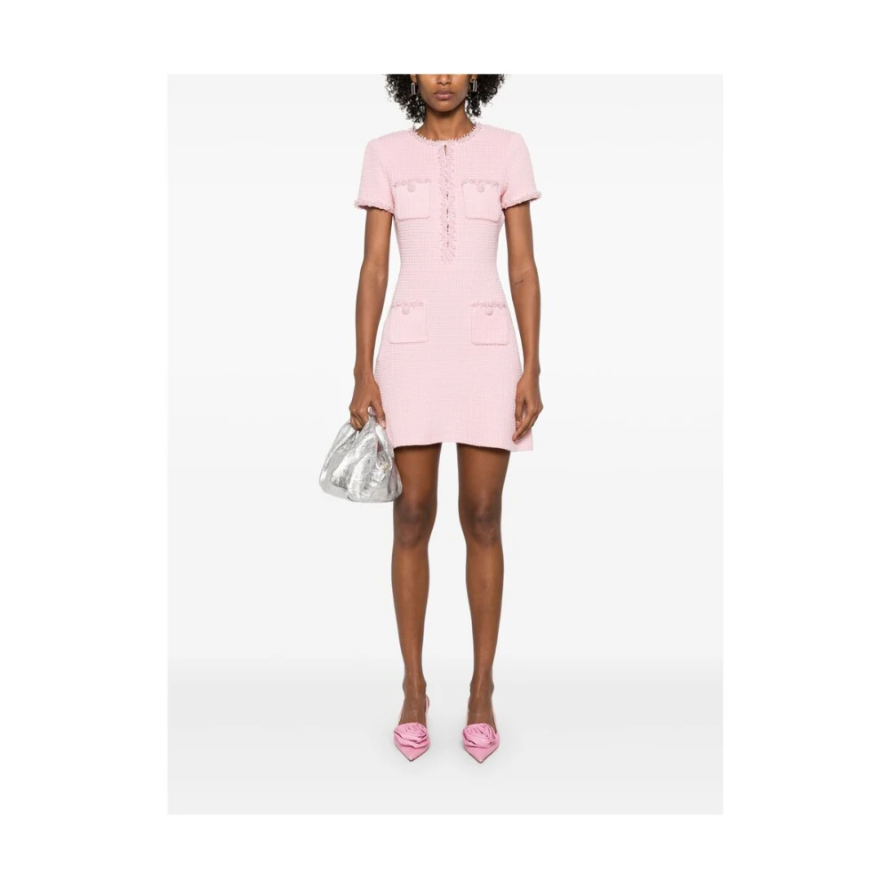 Self Portrait Bubblegum Pink Beaded Trim Jurk Pink Dames