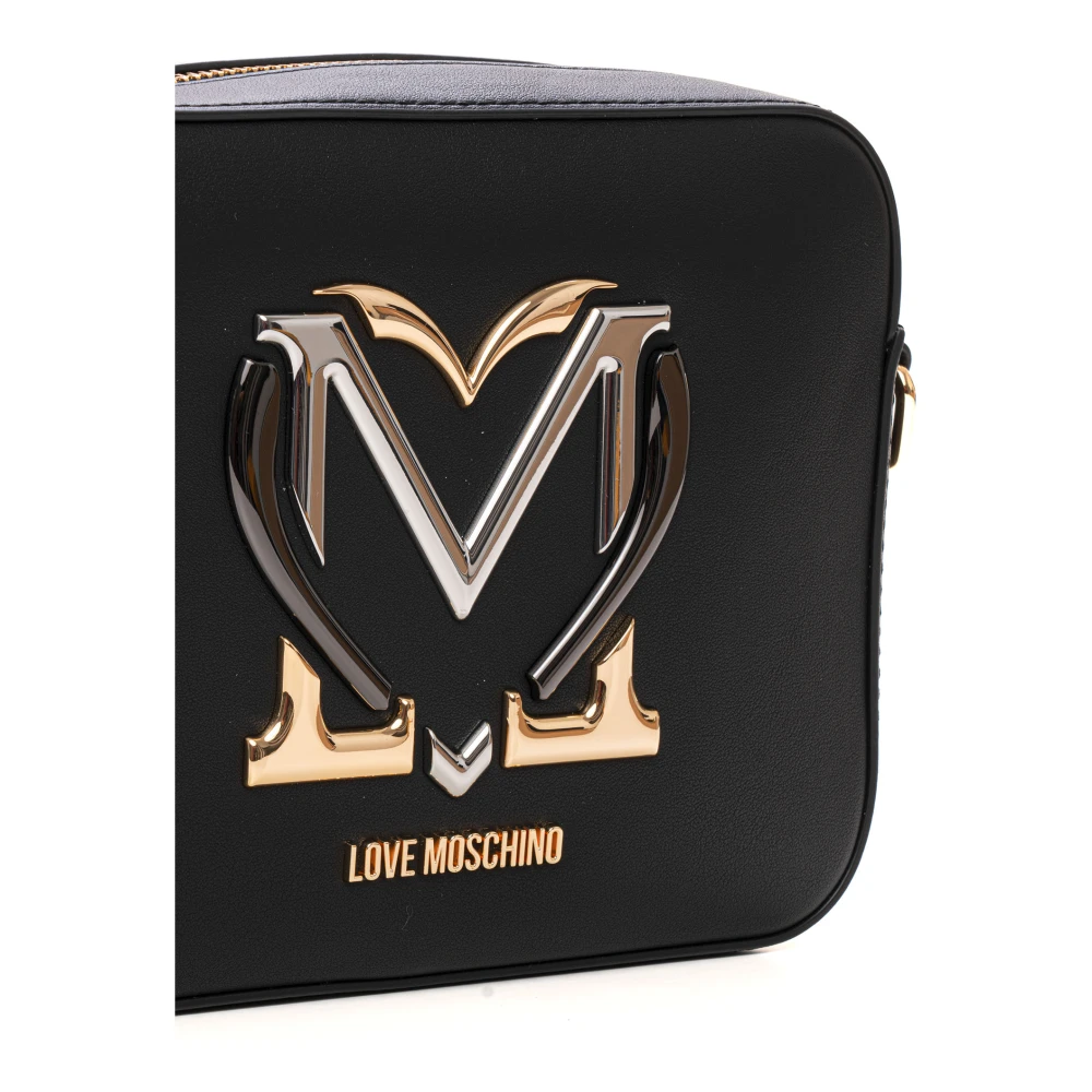 Love Moschino Verstelbare schouderband kleine tas met rits Black Dames