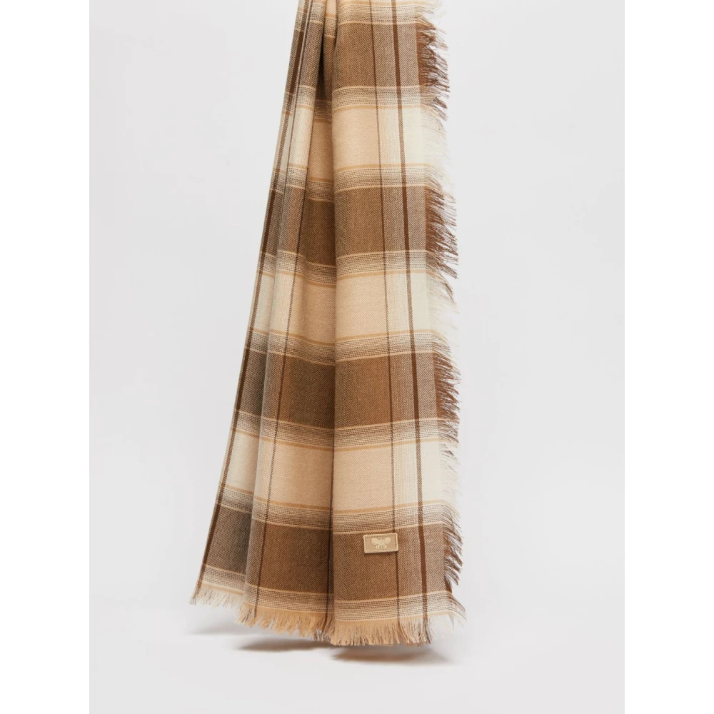 Max Mara Weekend Geruite Wol Kasjmier Sjaal Brown Dames