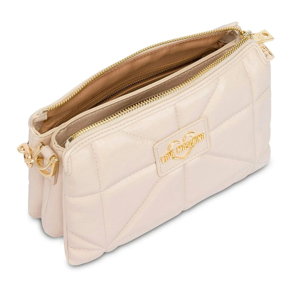 Love Moschino Geometrische Ivoor Schoudertas Beige Dames
