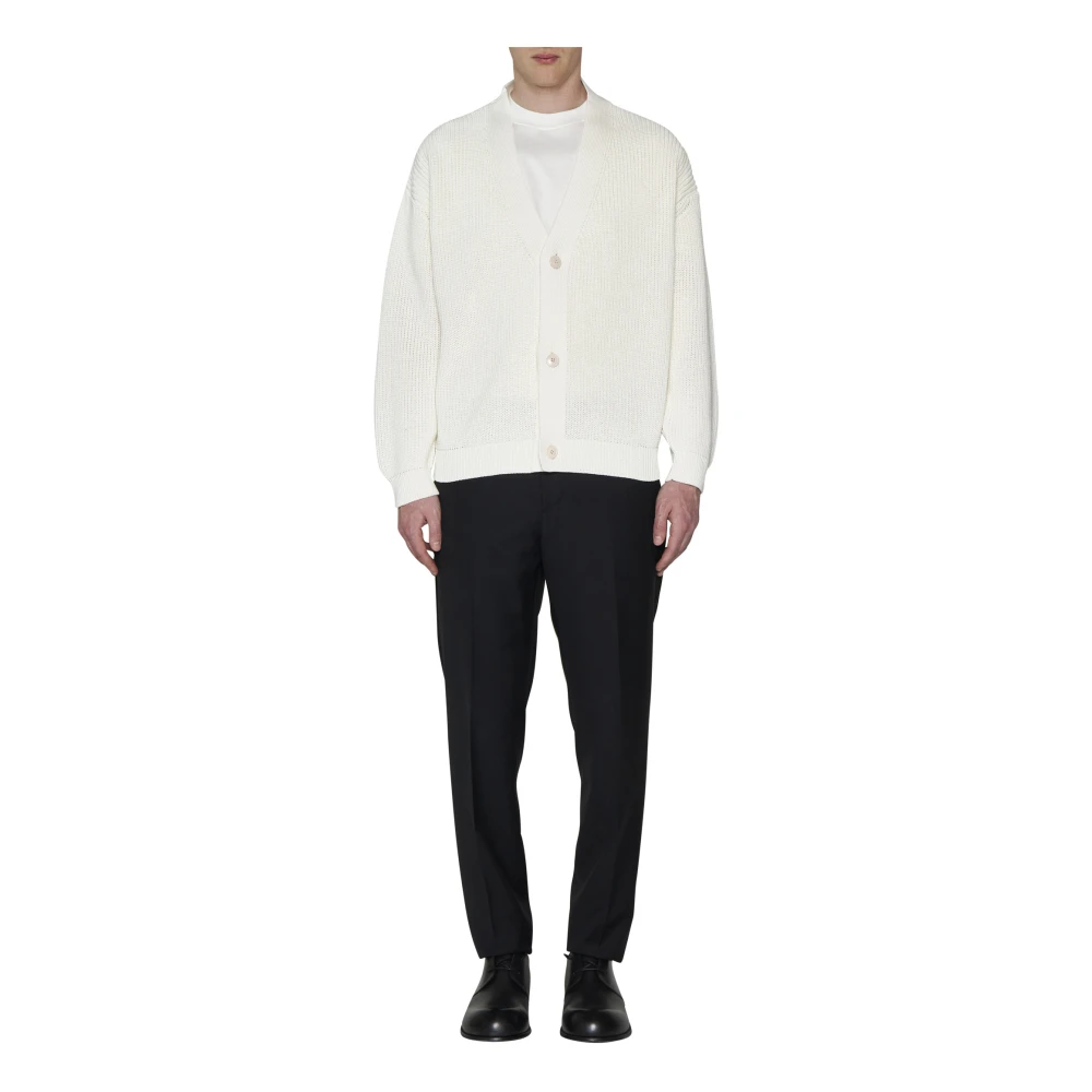 Lardini Zwarte Wollen Broek Taps Toelopende Pijp Black Heren