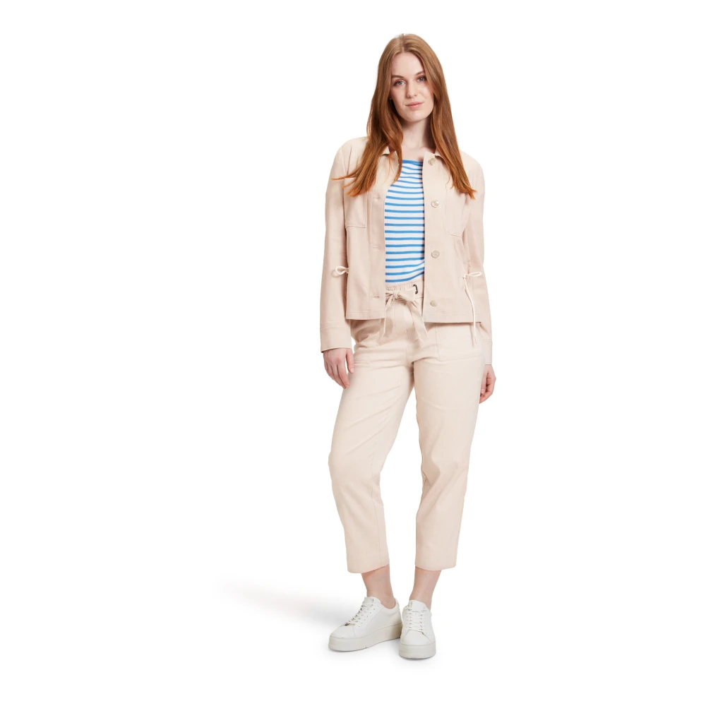 Betty & Co Comfortabele Casual Broek met Elastische Taille Beige Dames