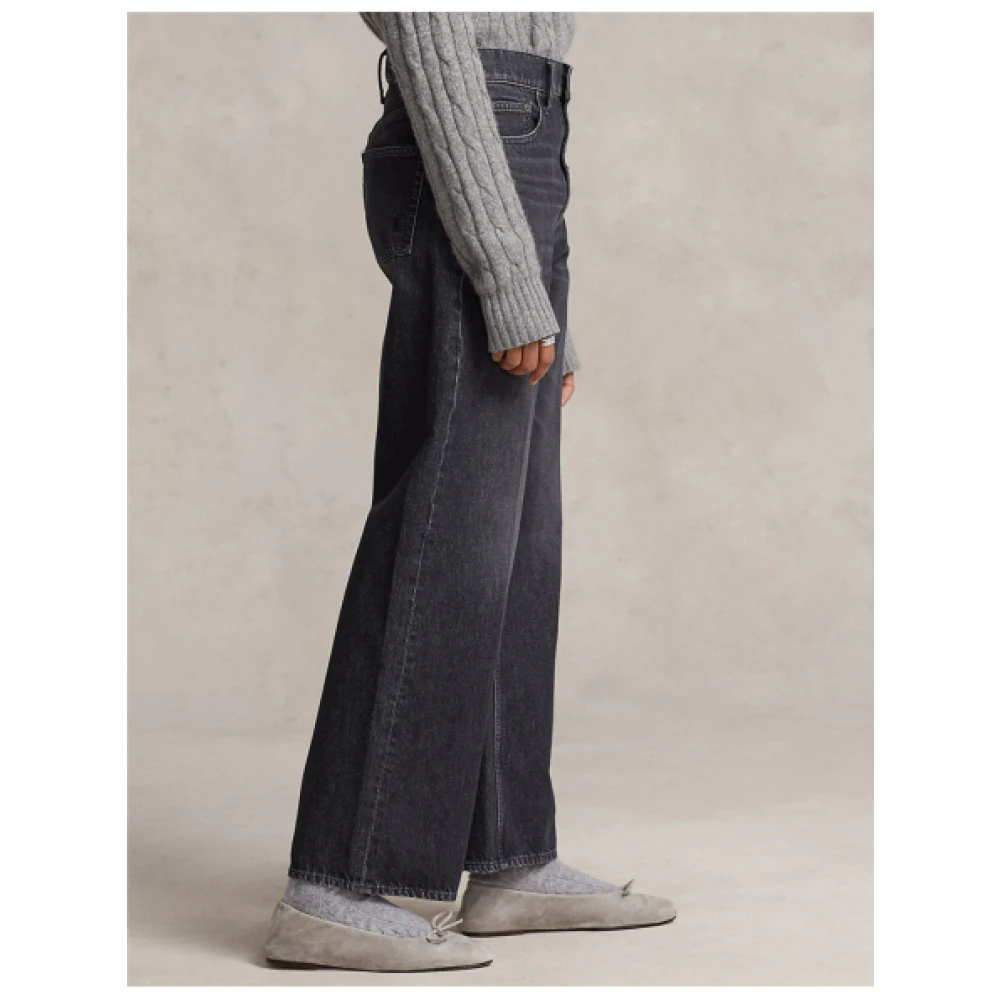 Polo Ralph Lauren Wide Leg High Waist Jeans Gray Dames
