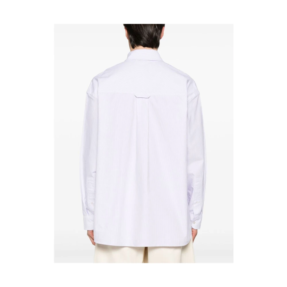 Studio Nicholson Lila Knoop-Down Shirt Lange Mouwen White Heren