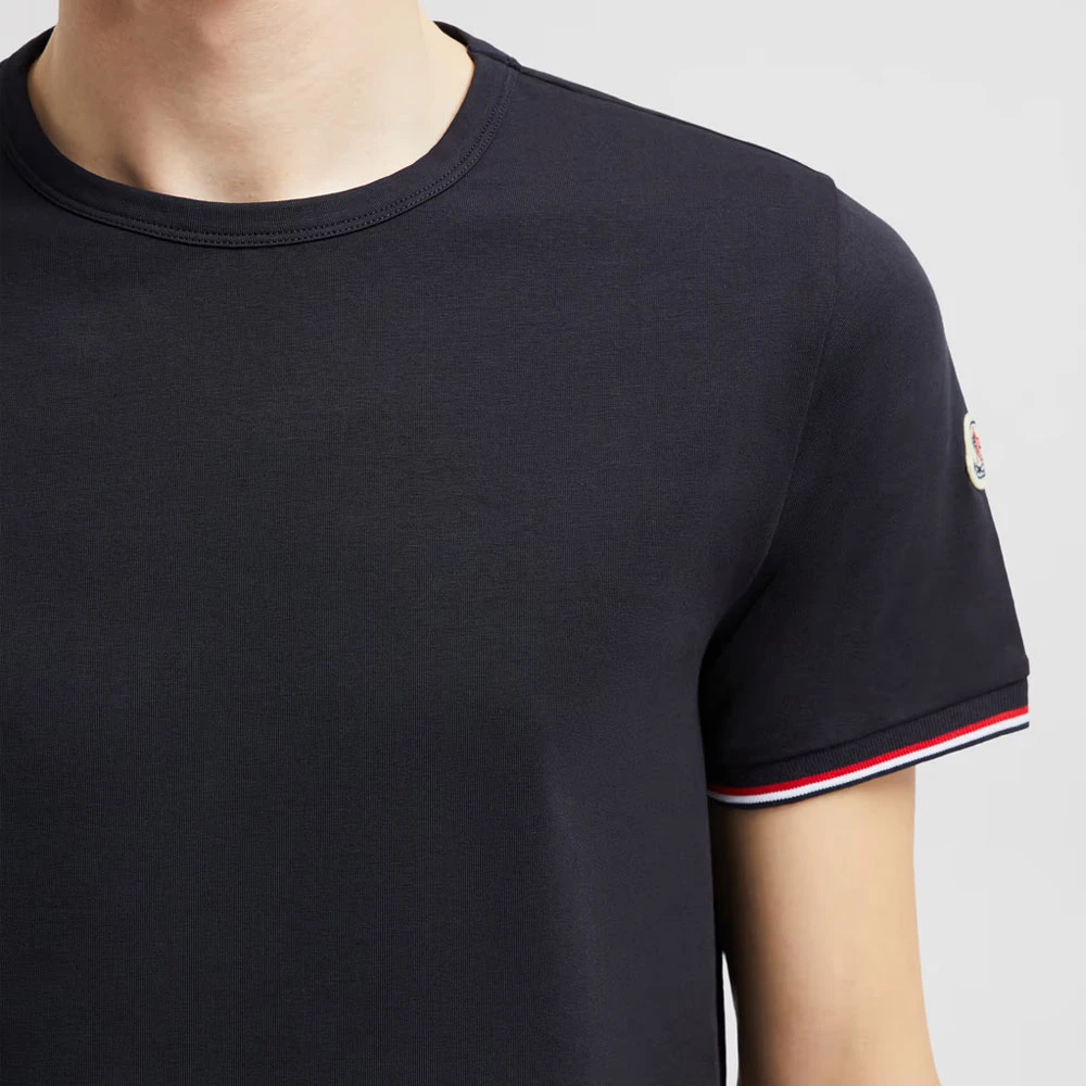 Moncler T-shirt met tricolour trim Navy Blue Heren