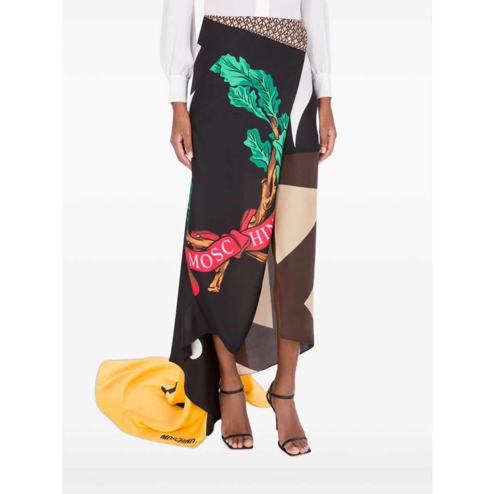 Moschino Gedrukte Asymmetrische Zoom Maxi Rok Multicolor Dames