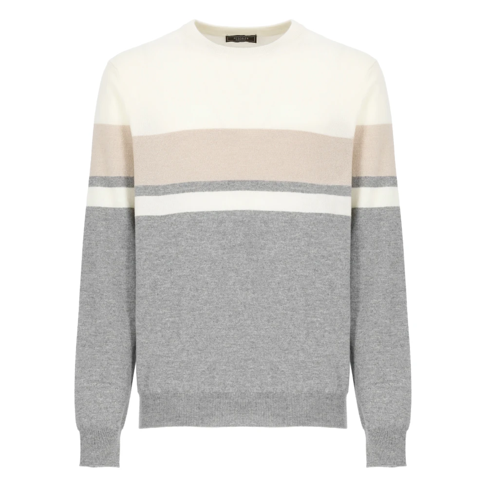 PESERICO Gestreepte Wol Kasjmier Ronde Hals Trui Multicolor Heren
