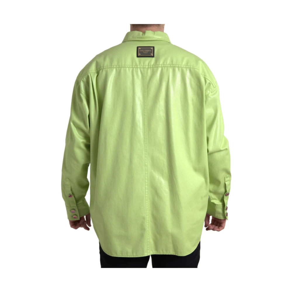 Dolce & Gabbana Elegante groene katoenen overhemd met knoopsluiting Green Heren