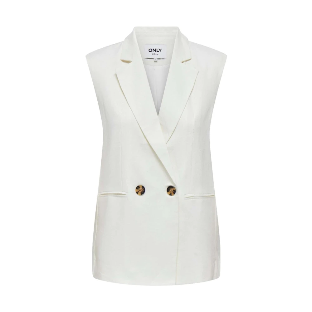 Only Dubbelbreasted Vest Onlcaro White Dames