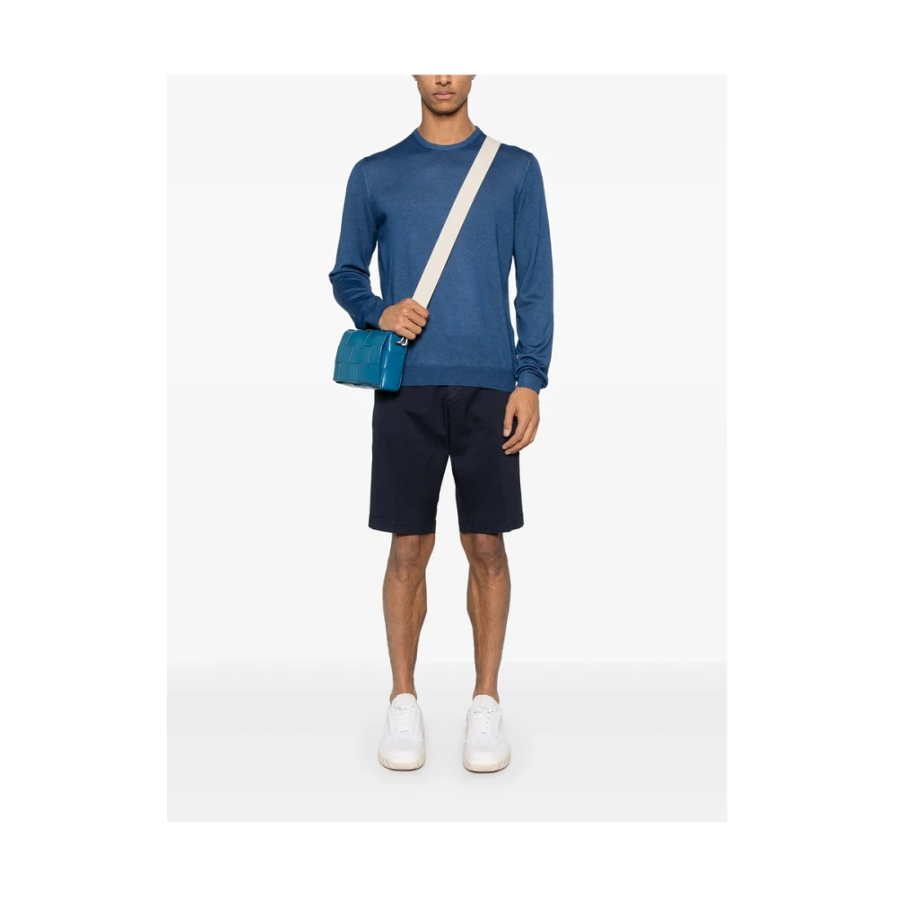 La Fileria Saffierblauwe Crew Neck Sweater Blue Heren