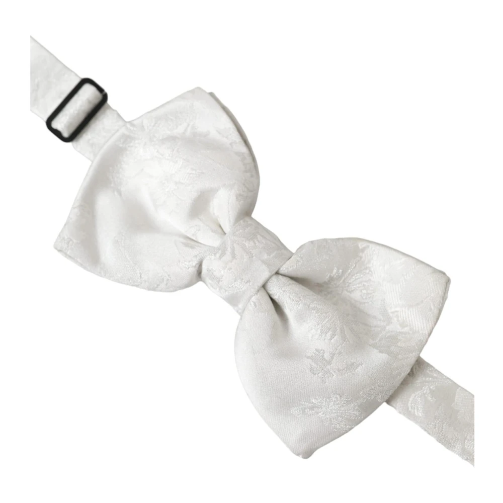 Dolce & Gabbana Bloemen Zijden Strikje Mannen Wit White Heren