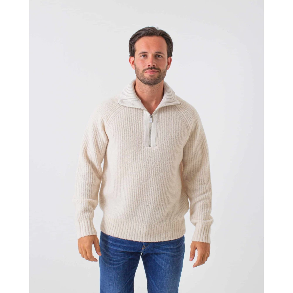 Boss Half Zip wollen trui Ebrezzo White Heren