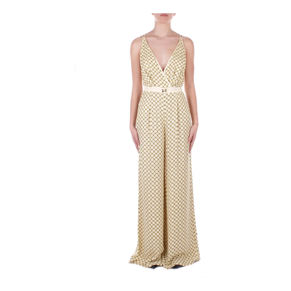 Elisabetta Franchi Voor Logo Rits Broek Yellow Dames