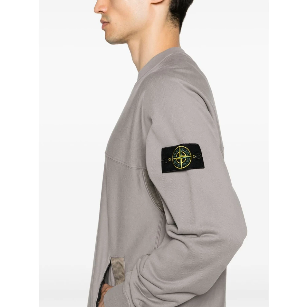 Stone Island Panelled Sweatshirt met Compass Badge Gray Heren