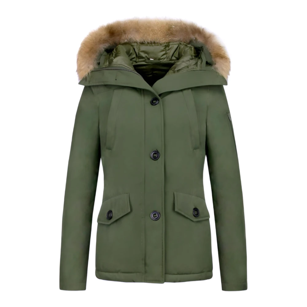 TheBrand Kort Kanada Vinterjacka - Dam Parka med Sidofickor - 503G Green, Dam